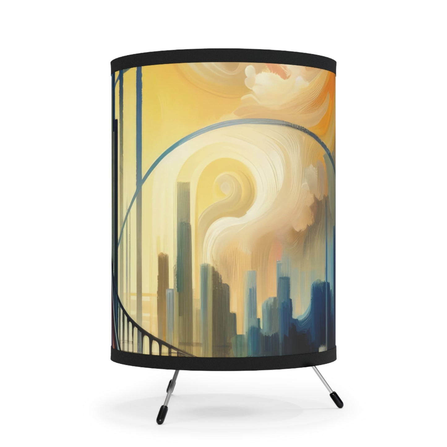 Conscious Bridge Tachism Tripod Lamp with High-Res Printed Shade, US\CA plug - ATUH.ART