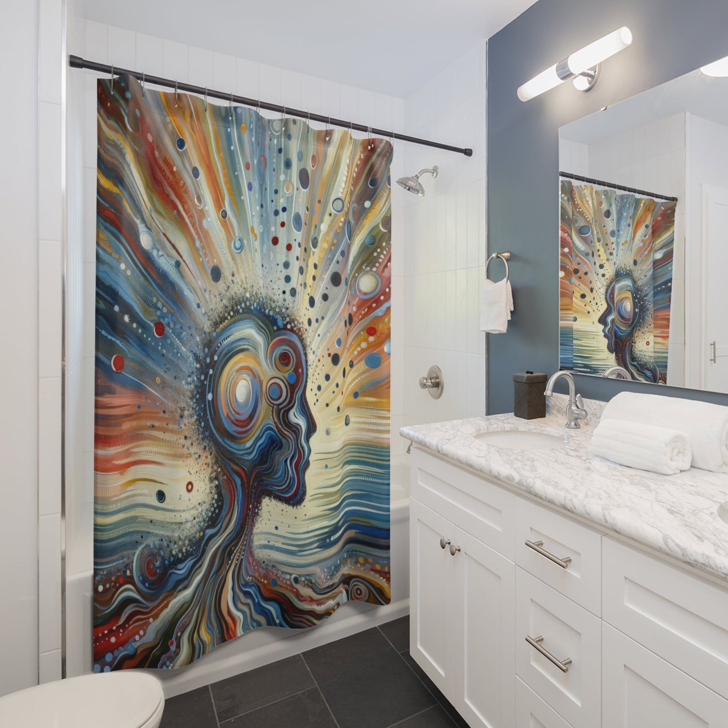 Conscious Ripple Influence Shower Curtains - ATUH.ART