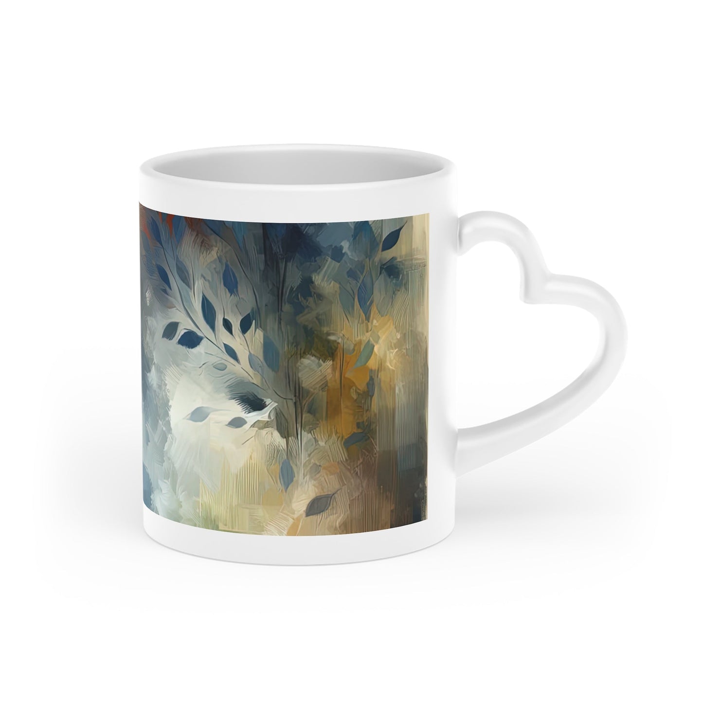 Contemplative Leaves Whispers Heart-Shaped Mug - ATUH.ART