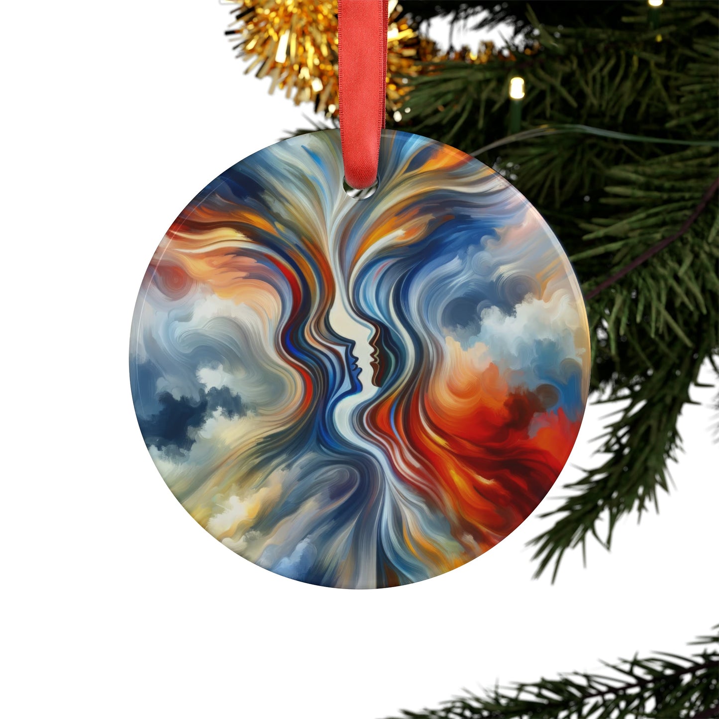 Convergent Abstract Unity Acrylic Ornament with Ribbon - ATUH.ART