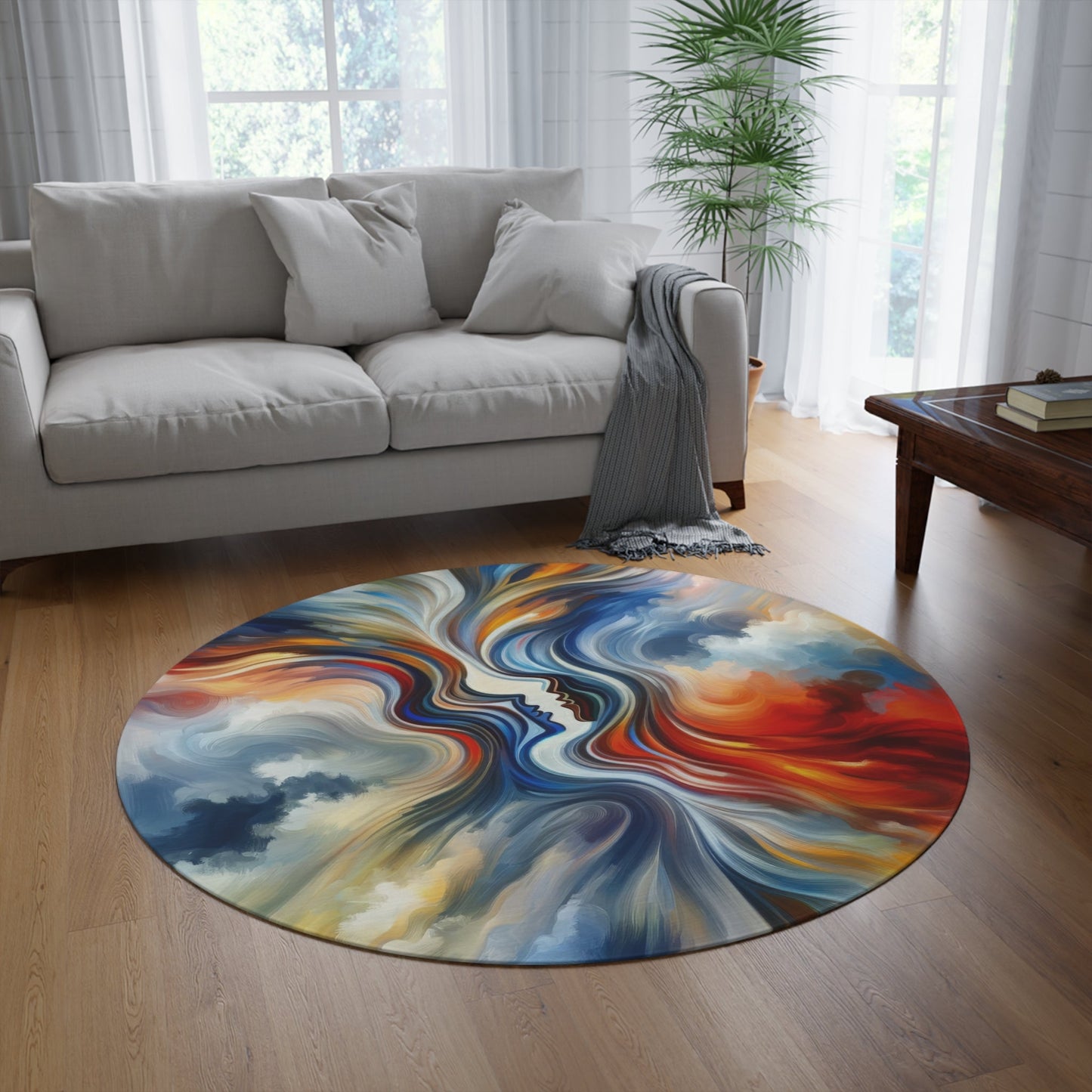 Convergent Abstract Unity Round Rug - ATUH.ART