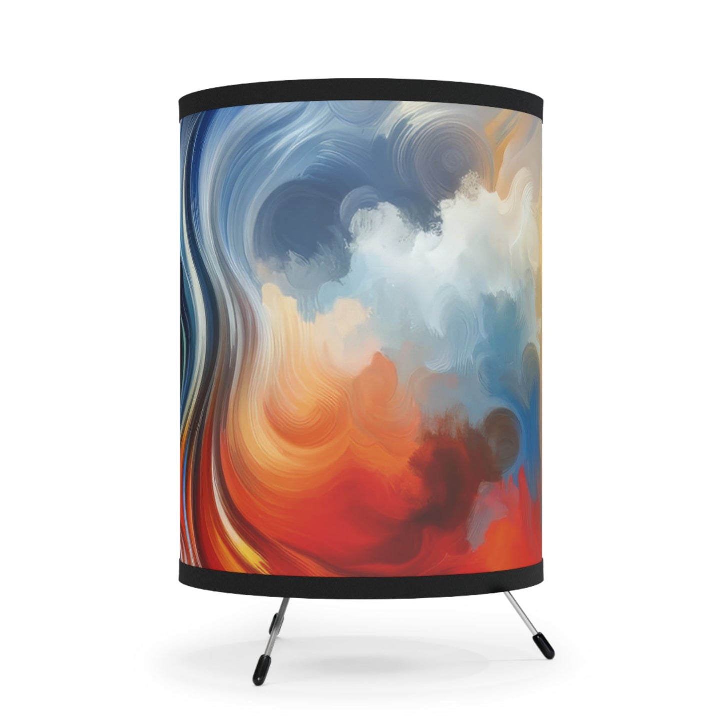 Convergent Abstract Unity Tripod Lamp with High-Res Printed Shade, US\CA plug - ATUH.ART