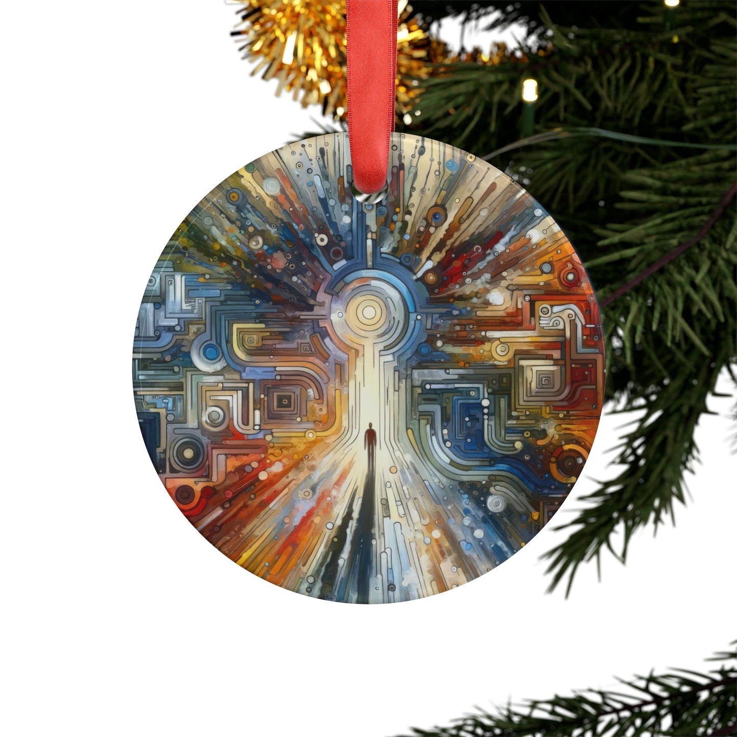 Converging Unity Path Acrylic Ornament with Ribbon - ATUH.ART