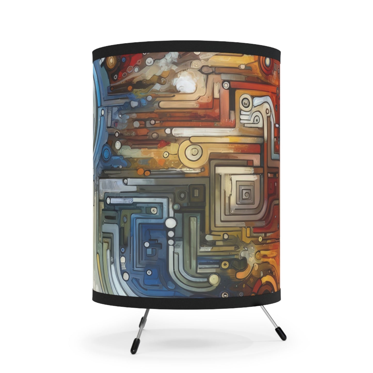 Converging Unity Path Tripod Lamp with High-Res Printed Shade, US\CA plug - ATUH.ART