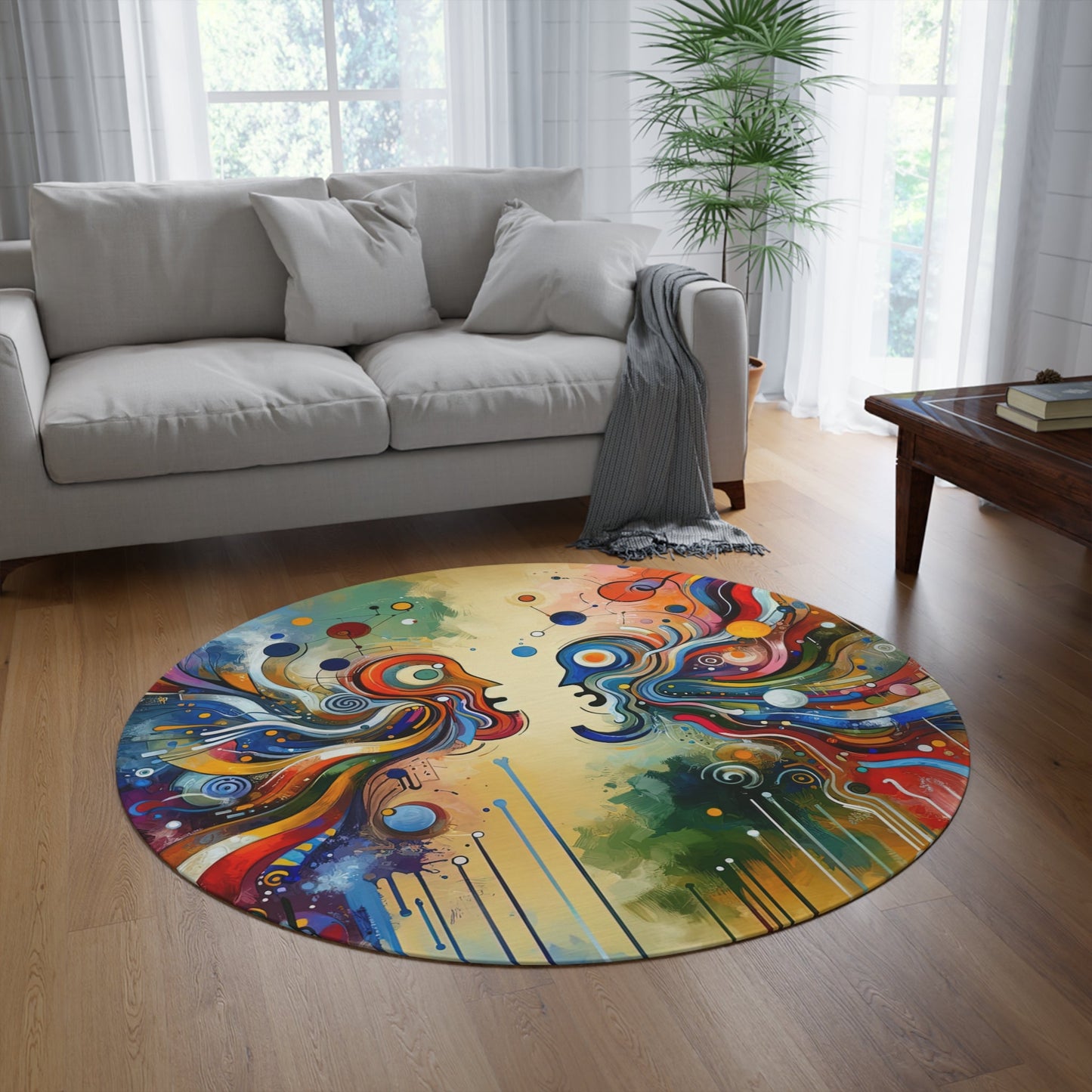 Conversational Catalyst Tachism Round Rug - ATUH.ART