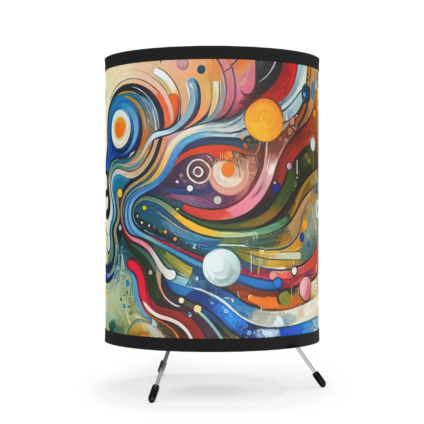 Conversational Catalyst Tachism Tripod Lamp with High-Res Printed Shade, US\CA plug - ATUH.ART