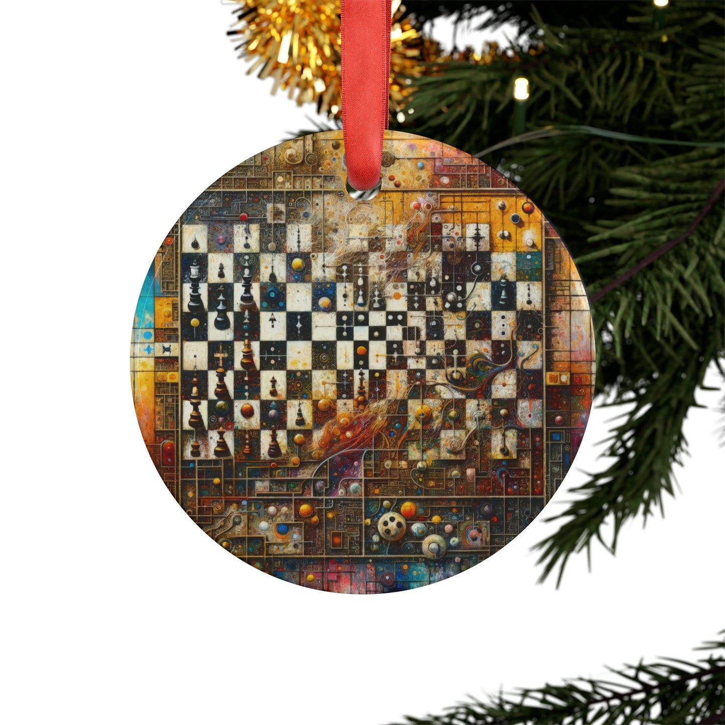 Cosmic Chess Integration Acrylic Ornament with Ribbon - ATUH.ART