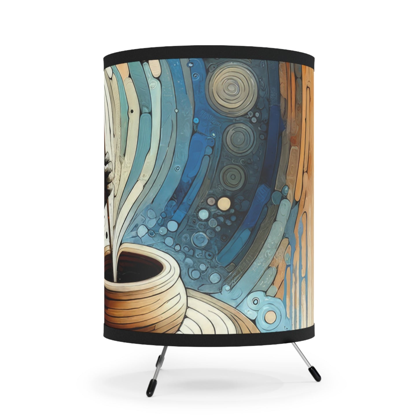 Crafting Semantic Pottery Tripod Lamp with High-Res Printed Shade, US\CA plug - ATUH.ART