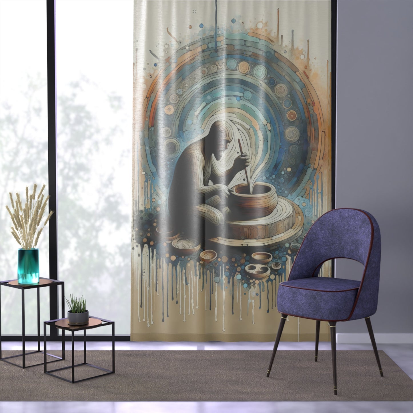 Crafting Semantic Pottery Window Curtain - ATUH.ART