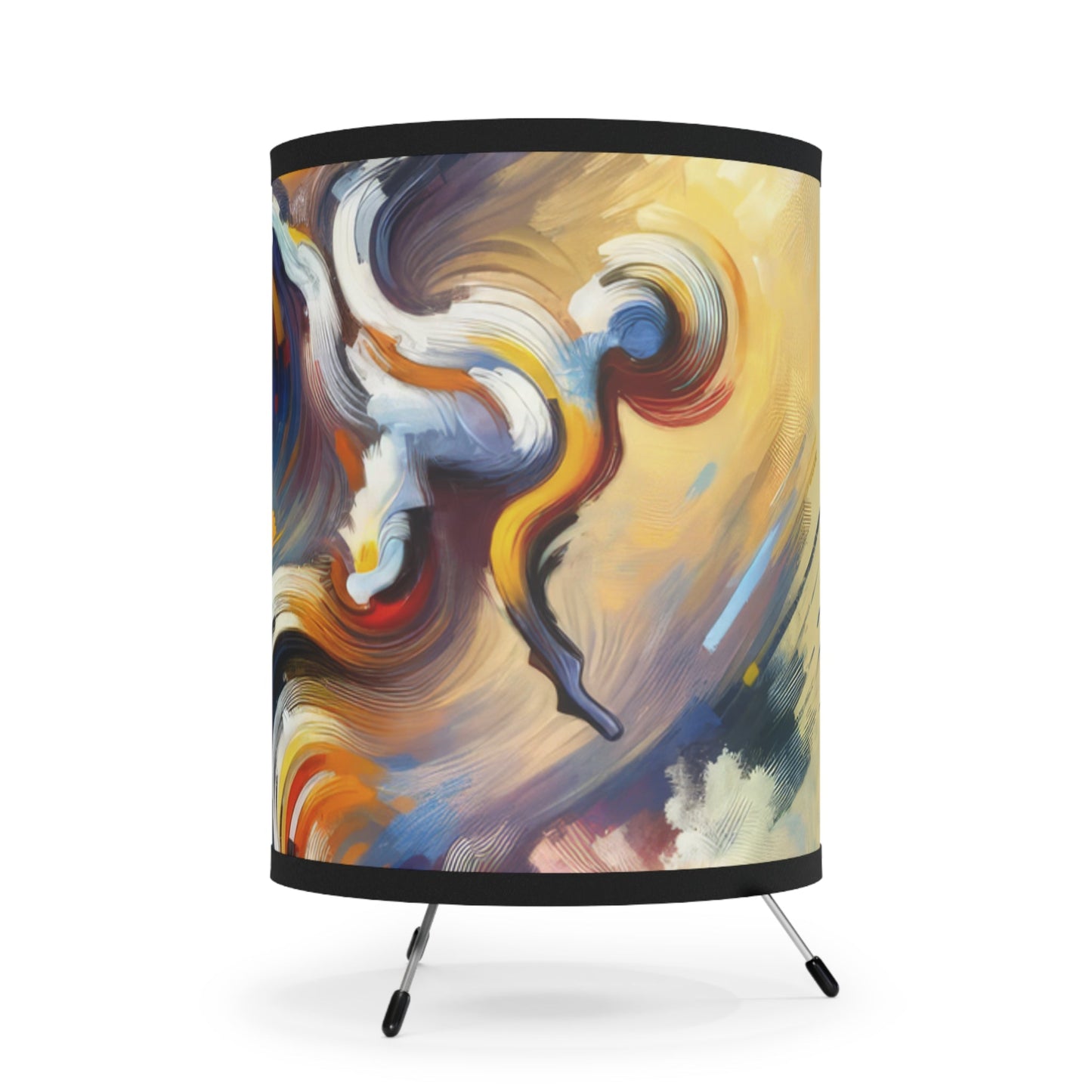 Dancing Disruption Tachism Tripod Lamp with High-Res Printed Shade, US\CA plug - ATUH.ART