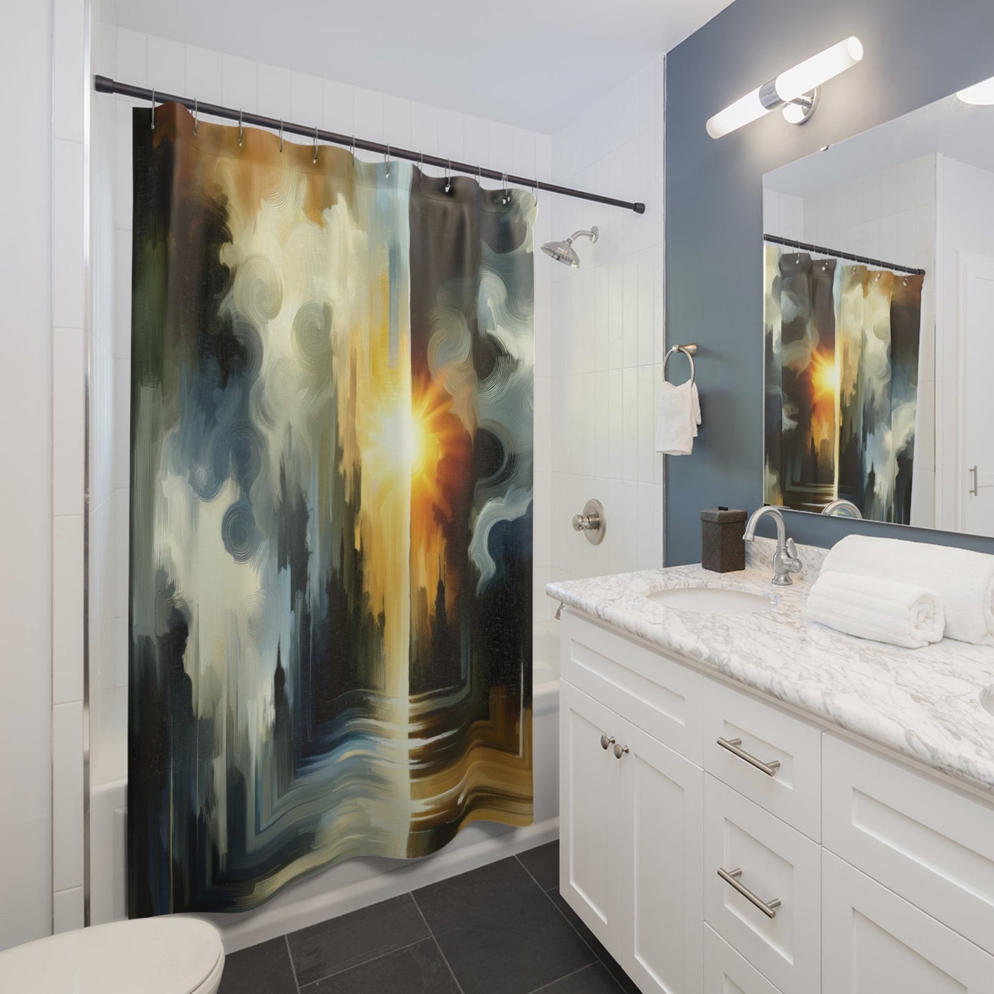 Dawn Dispels Darkness Shower Curtains - ATUH.ART