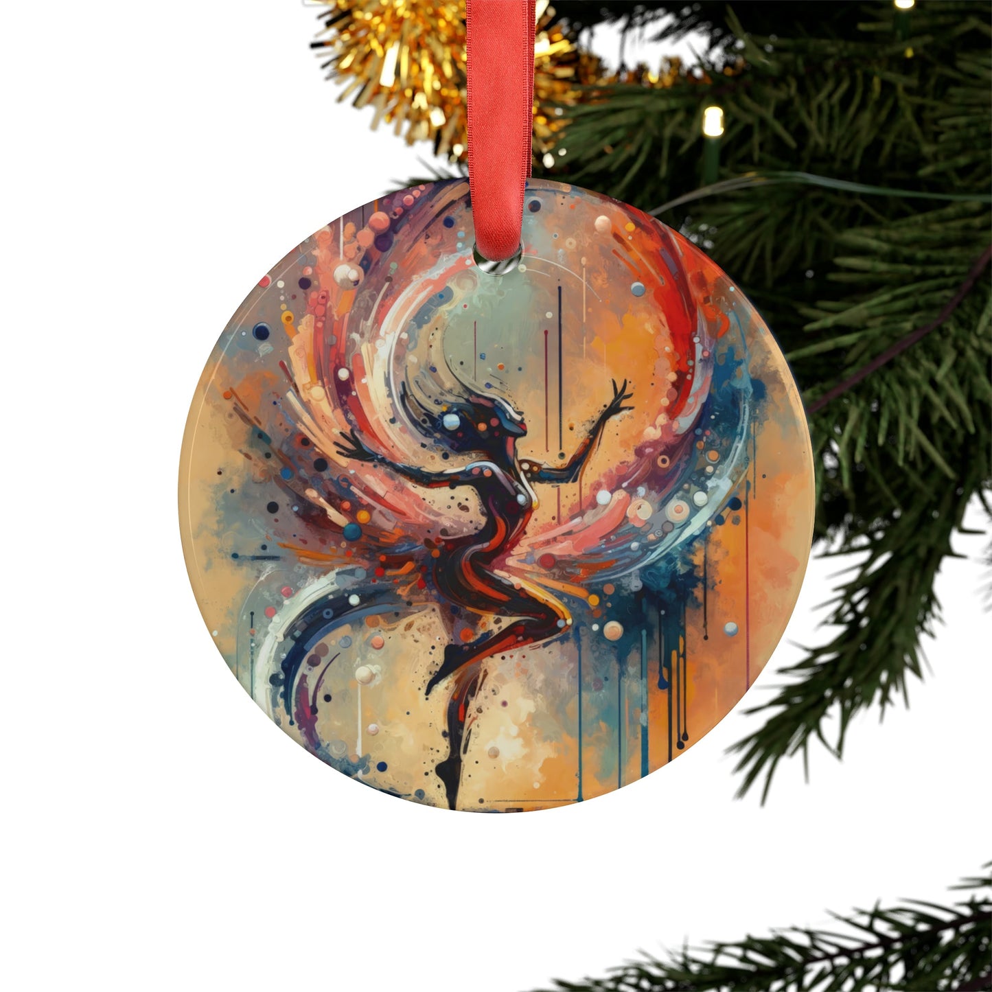 Decision Dance Tachism Acrylic Ornament with Ribbon - ATUH.ART