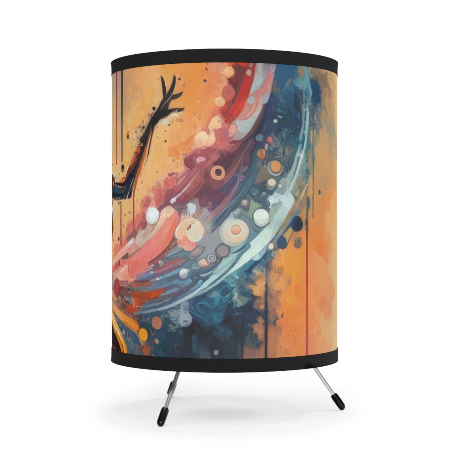 Decision Dance Tachism Tripod Lamp with High-Res Printed Shade, US\CA plug - ATUH.ART