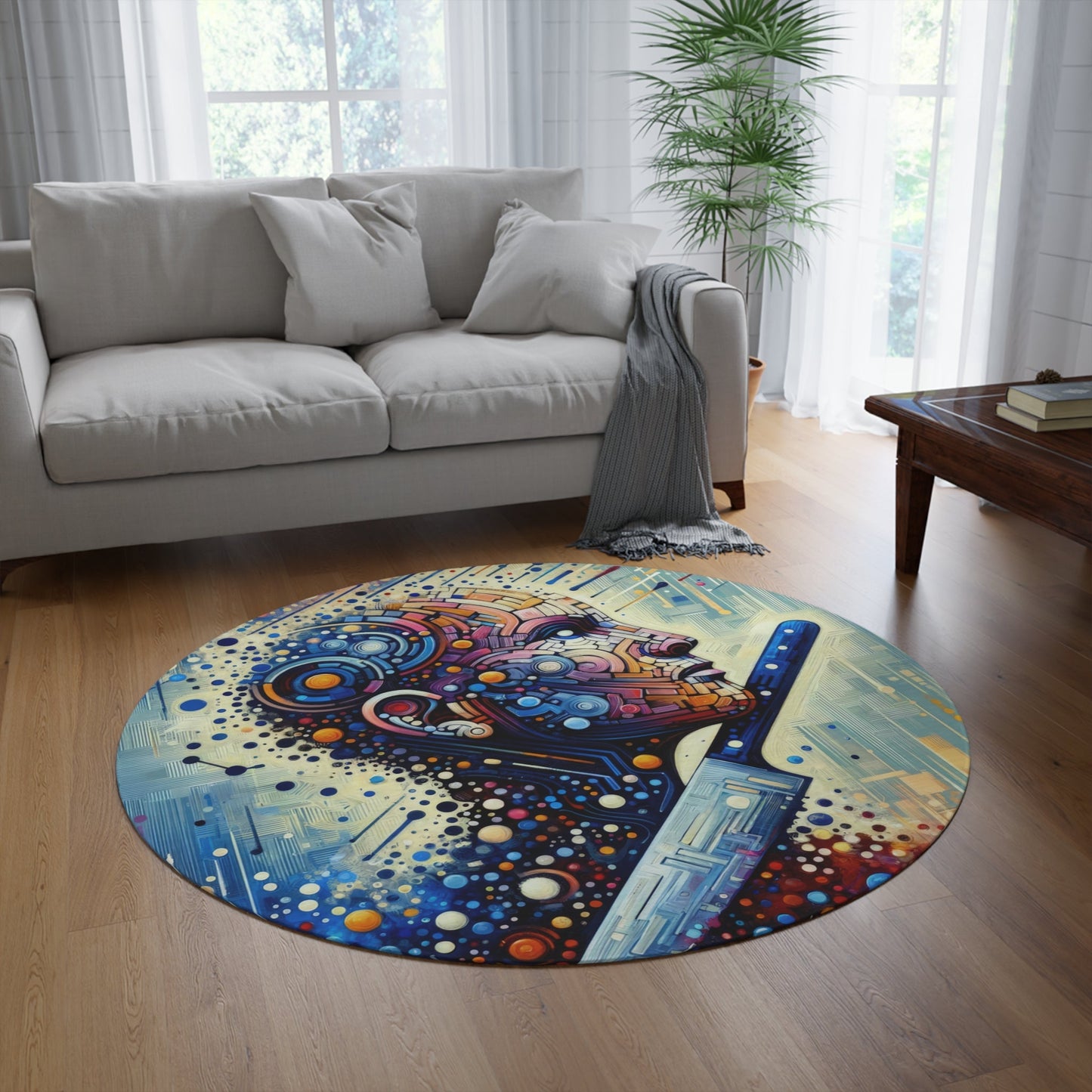 Digital Carving Abstract Round Rug - ATUH.ART