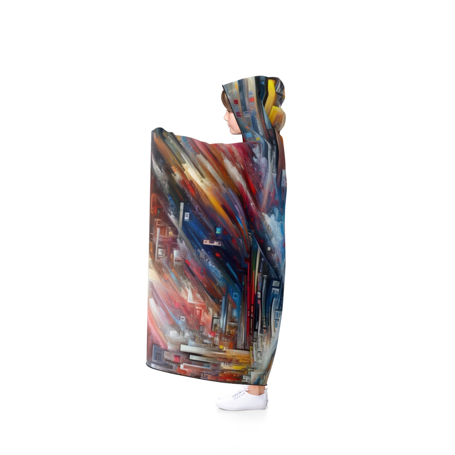 Digital Chaos Symphony Hooded Blanket - ATUH.ART