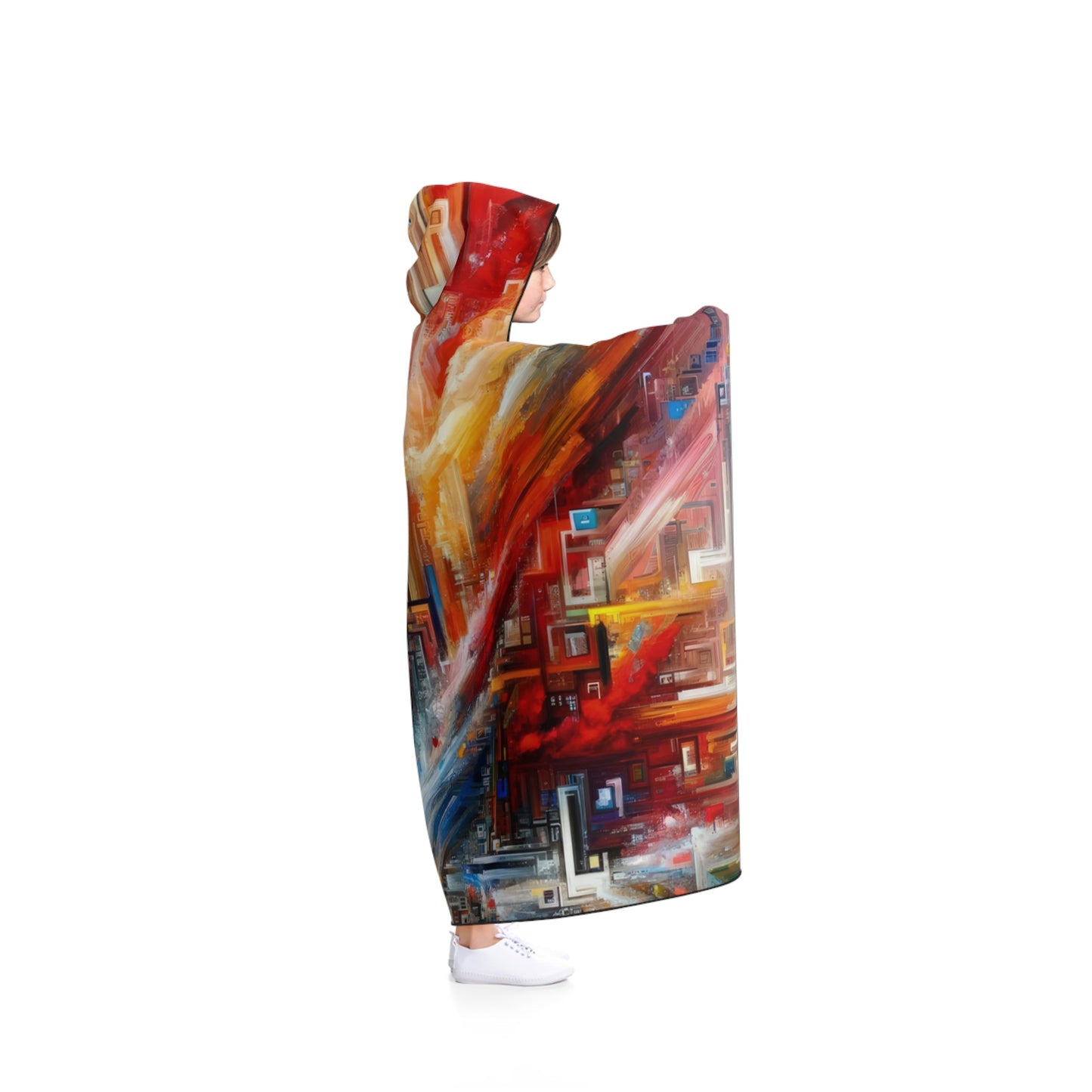 Digital Chaos Symphony Hooded Blanket - ATUH.ART