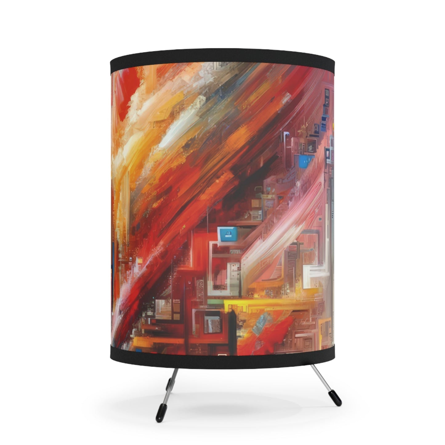 Digital Chaos Symphony Tripod Lamp with High-Res Printed Shade, US\CA plug - ATUH.ART