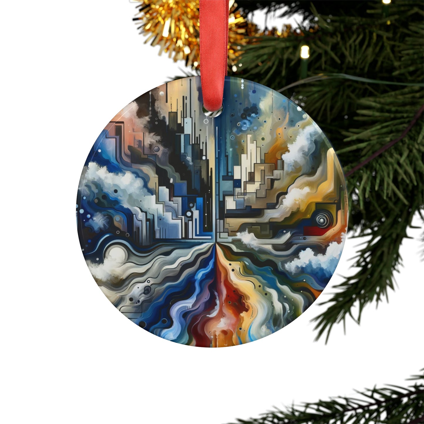 Digital Divide Navigation Acrylic Ornament with Ribbon - ATUH.ART