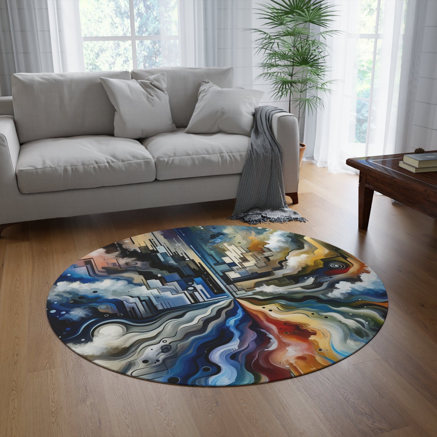 Digital Divide Navigation Round Rug - ATUH.ART
