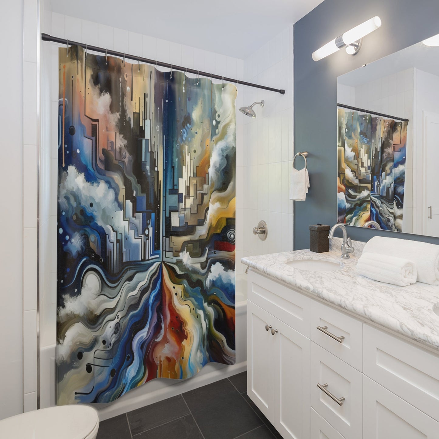 Digital Divide Navigation Shower Curtains - ATUH.ART