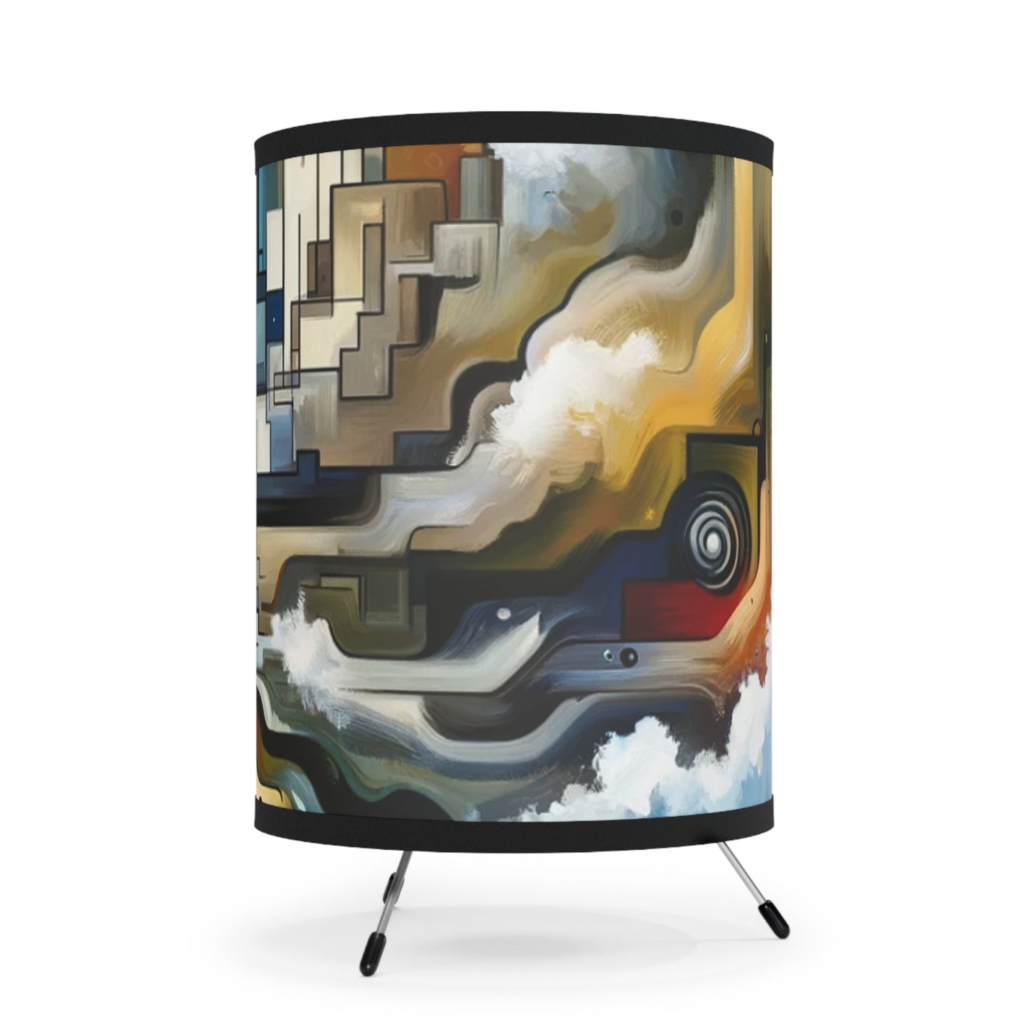 Digital Divide Navigation Tripod Lamp with High-Res Printed Shade, US\CA plug - ATUH.ART