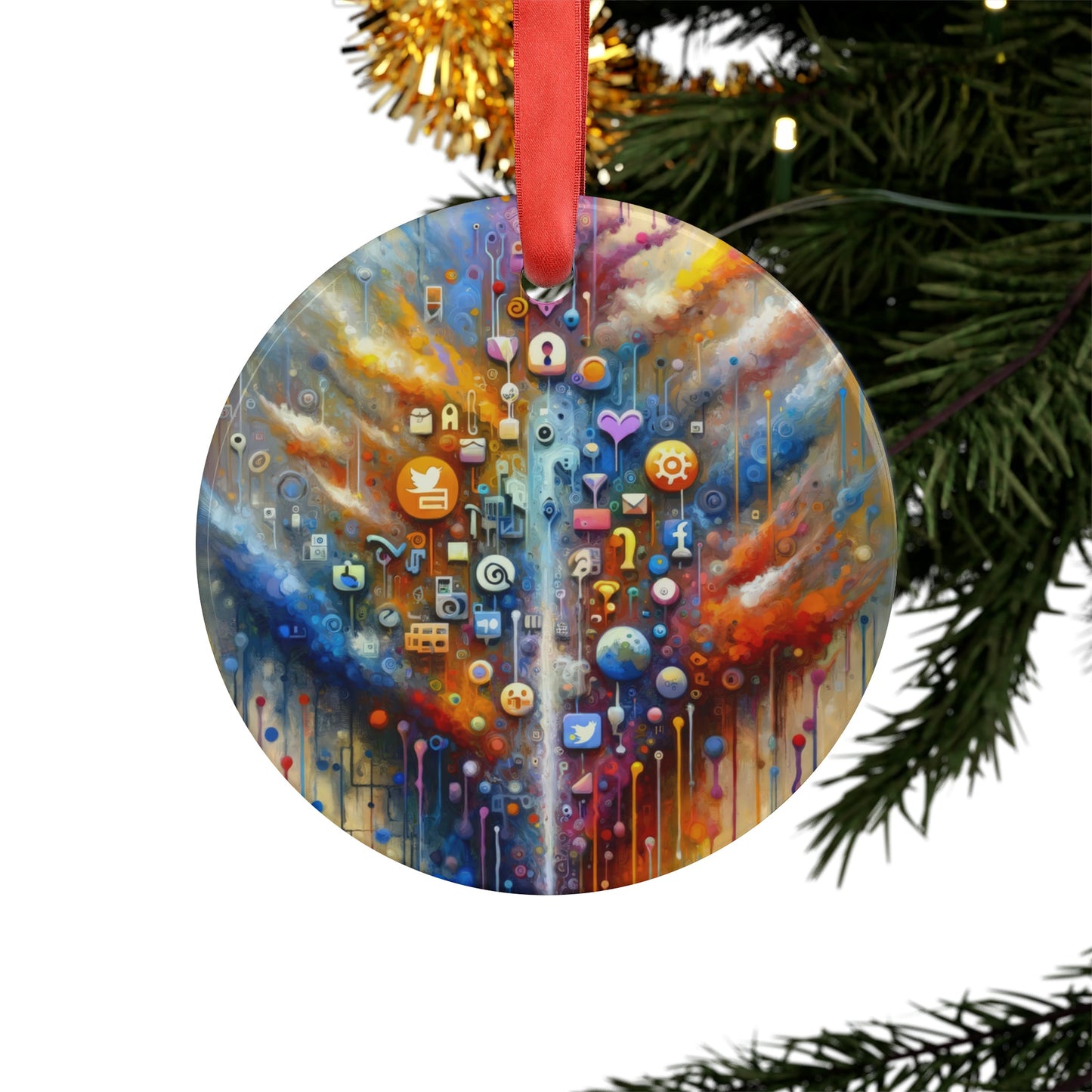 Digital Essence Revelation Acrylic Ornament with Ribbon - ATUH.ART