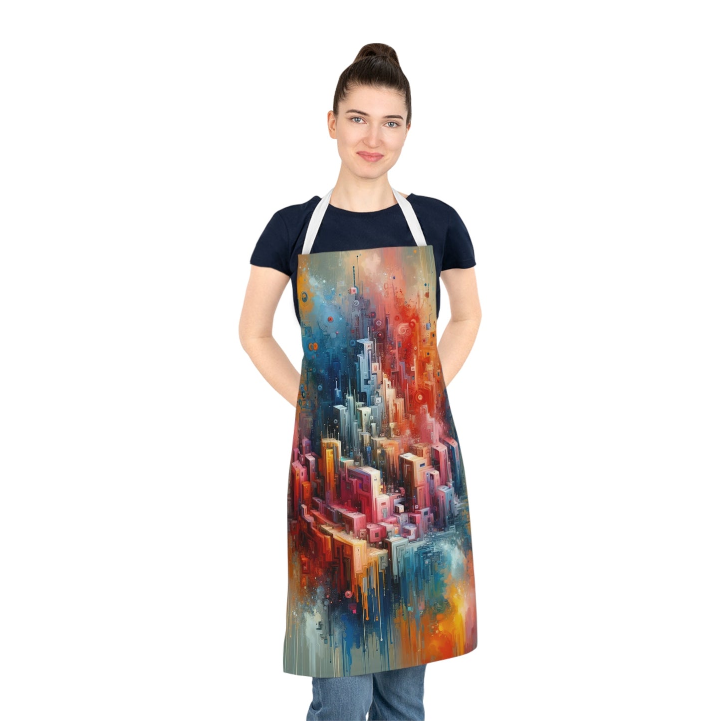 Digital Harmony Tachism Adult Apron (AOP) - ATUH.ART