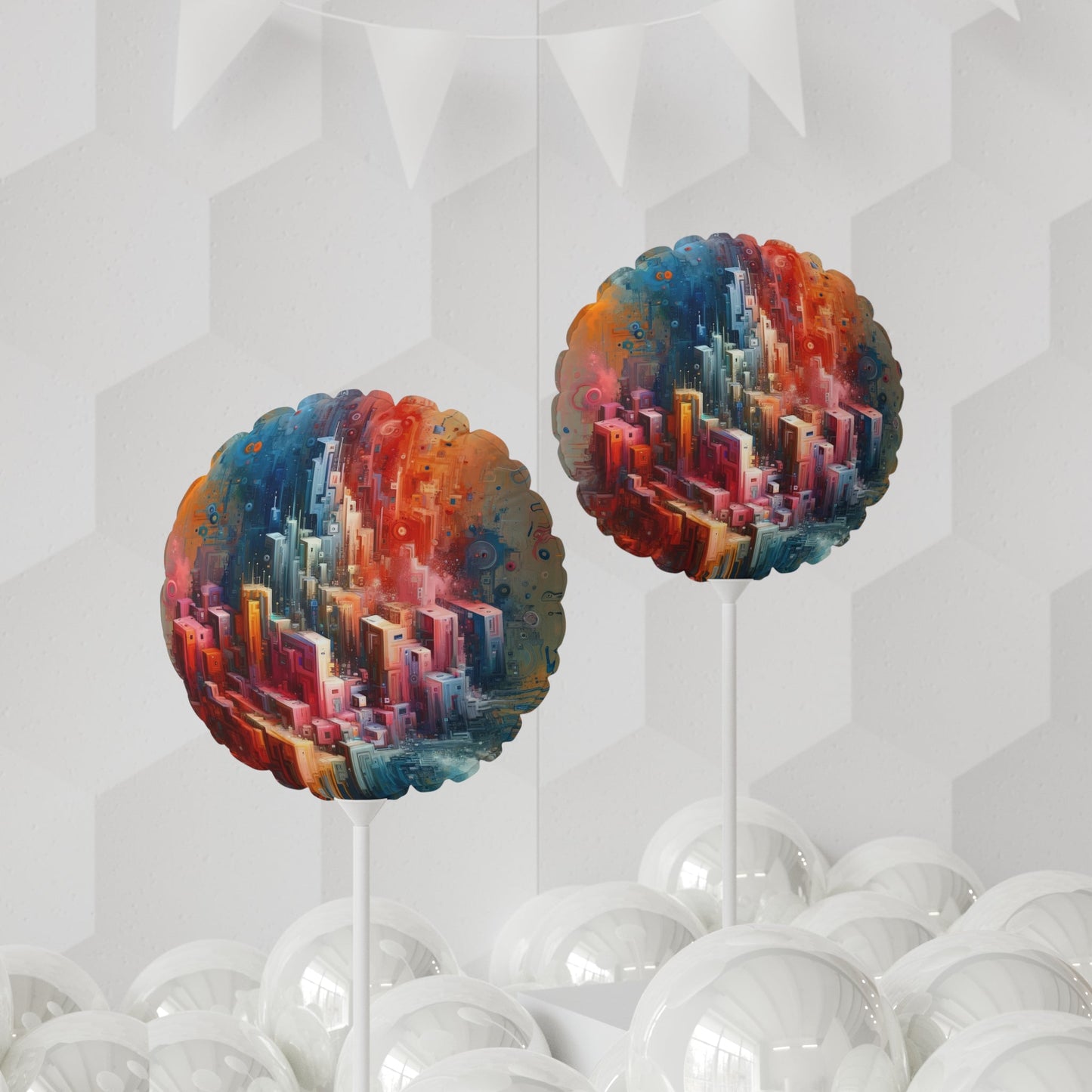 Digital Harmony Tachism Balloon (Round and Heart-shaped), 11" - ATUH.ART