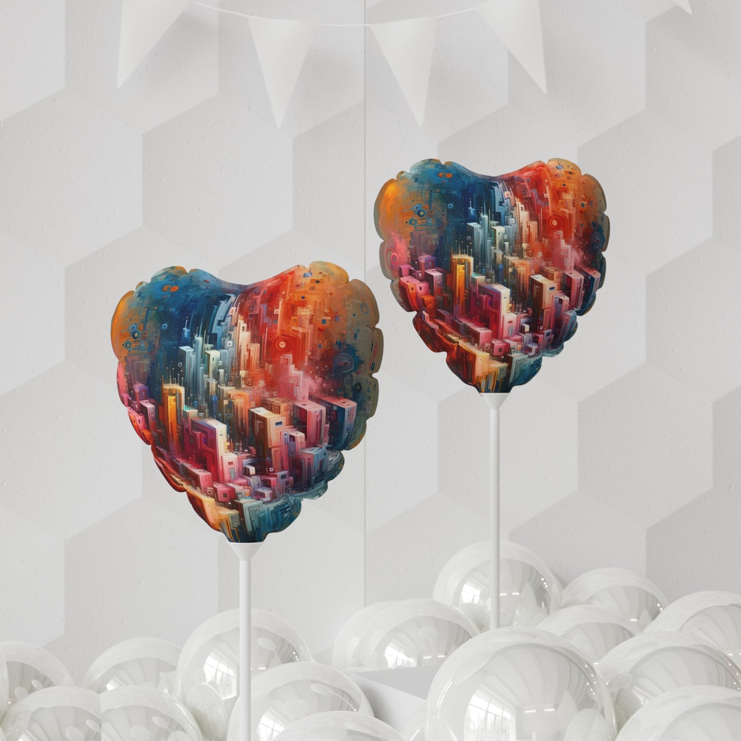 Digital Harmony Tachism Balloon (Round and Heart-shaped), 11" - ATUH.ART