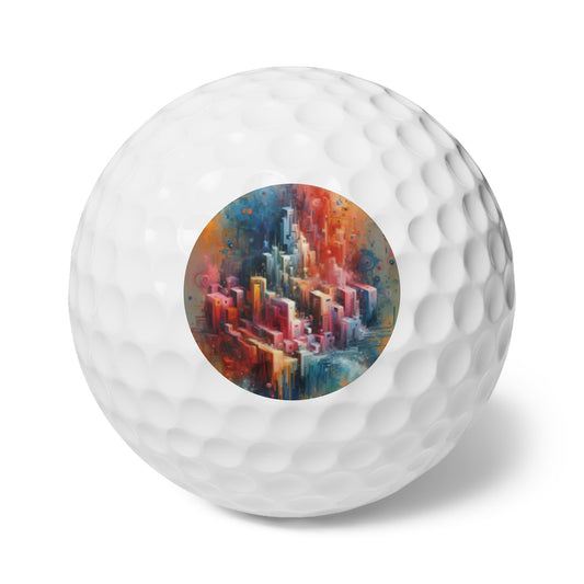Digital Harmony Tachism Golf Balls, 6pcs - ATUH.ART