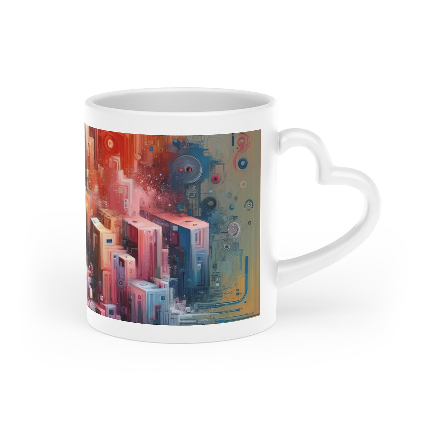 Digital Harmony Tachism Heart-Shaped Mug - ATUH.ART
