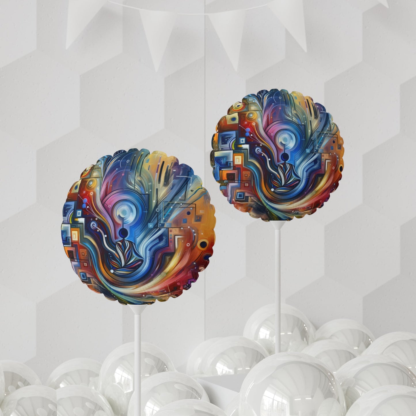 Digital Mindfulness Abstract Balloon (Round and Heart-shaped), 11" - ATUH.ART