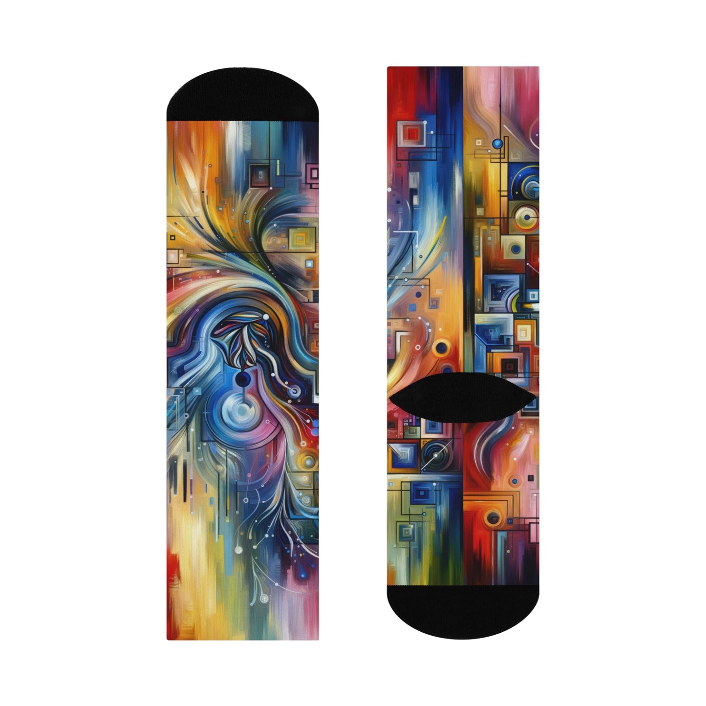 Digital Mindfulness Abstract Cushioned Crew Socks - ATUH.ART