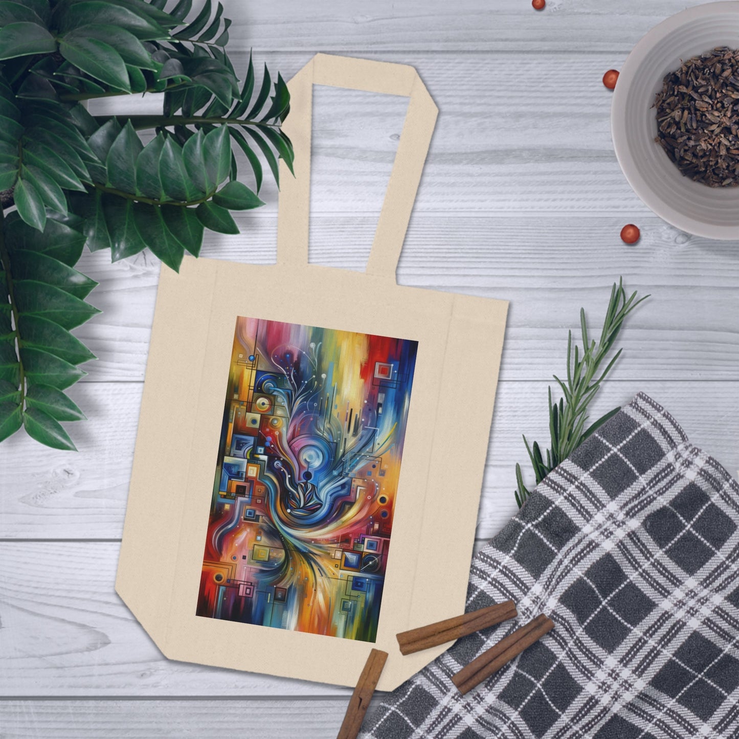 Digital Mindfulness Abstract Double Wine Tote Bag - ATUH.ART