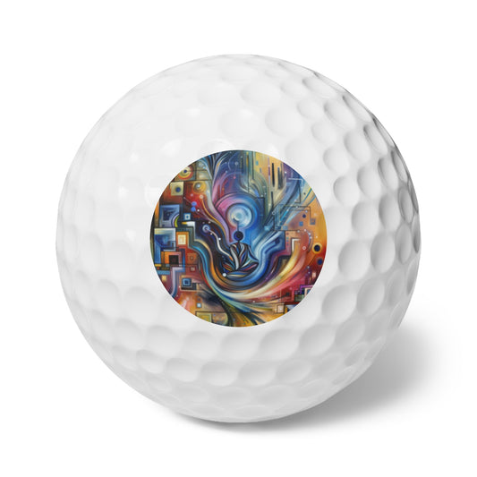 Digital Mindfulness Abstract Golf Balls, 6pcs - ATUH.ART