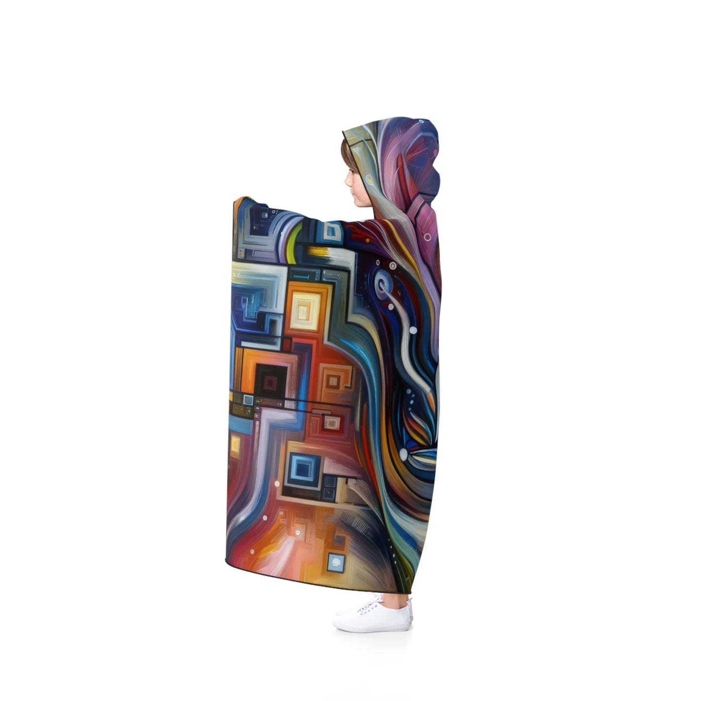 Digital Mindfulness Abstract Hooded Blanket - ATUH.ART