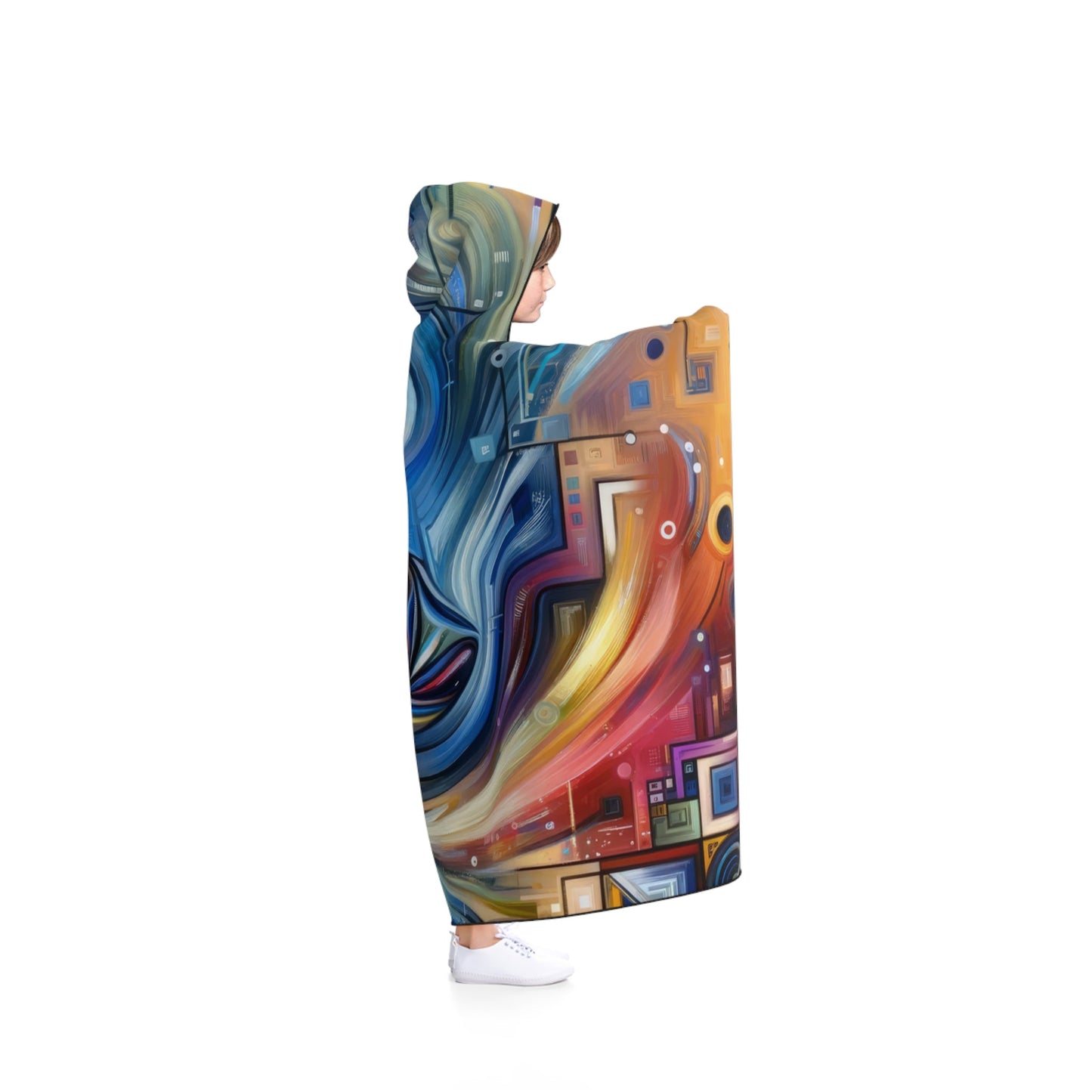 Digital Mindfulness Abstract Hooded Blanket - ATUH.ART