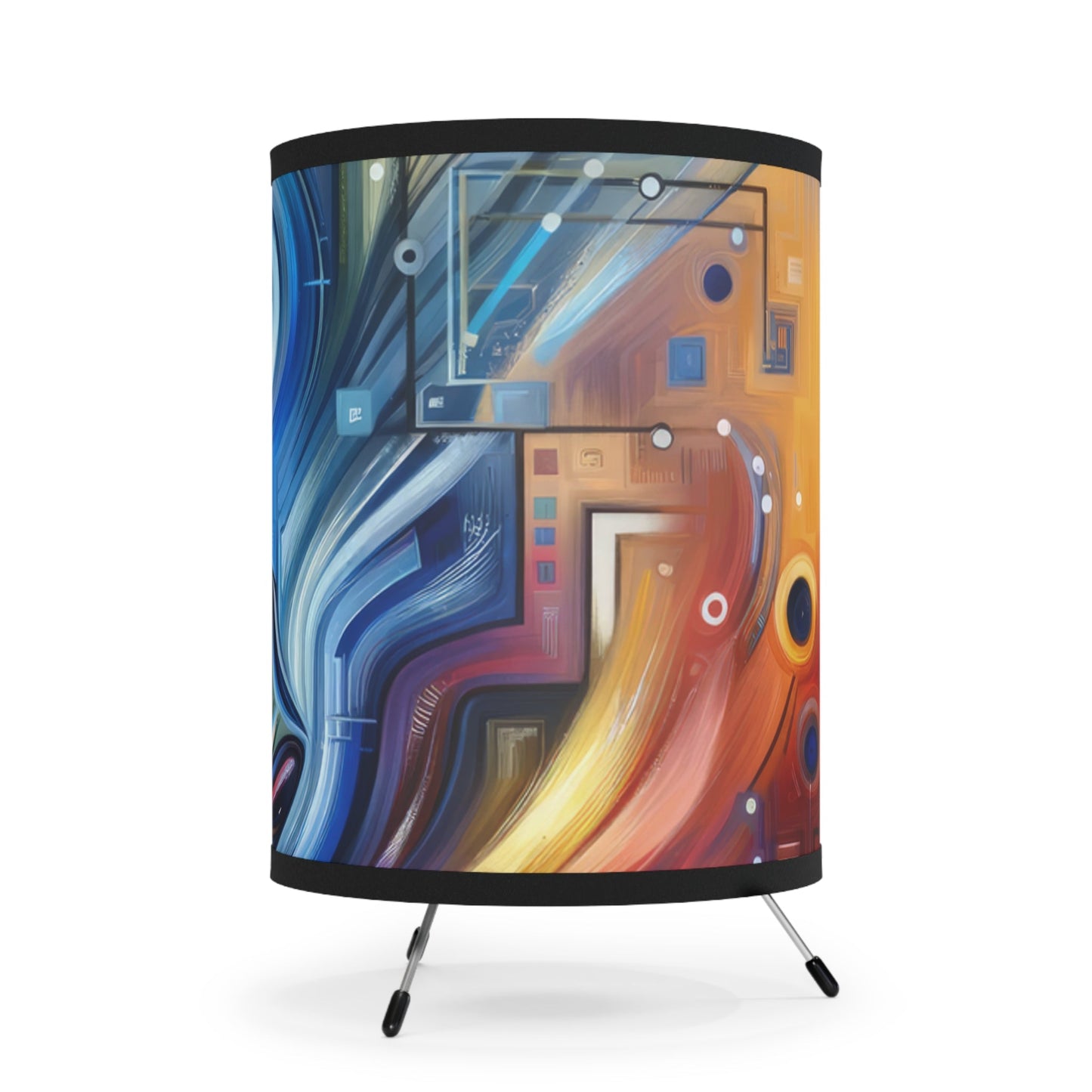 Digital Mindfulness Abstract Tripod Lamp with High-Res Printed Shade, US\CA plug - ATUH.ART