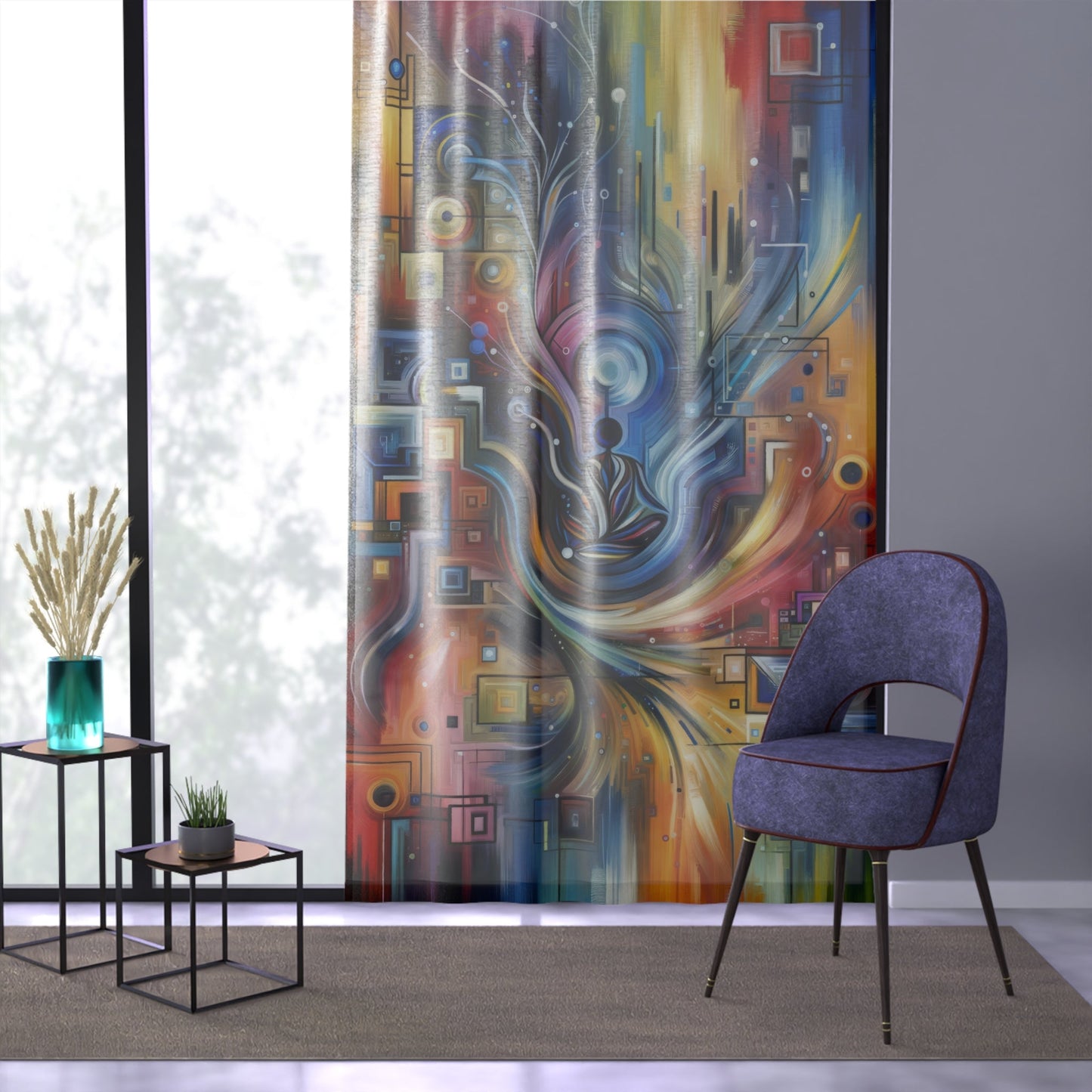 Digital Mindfulness Abstract Window Curtain - ATUH.ART