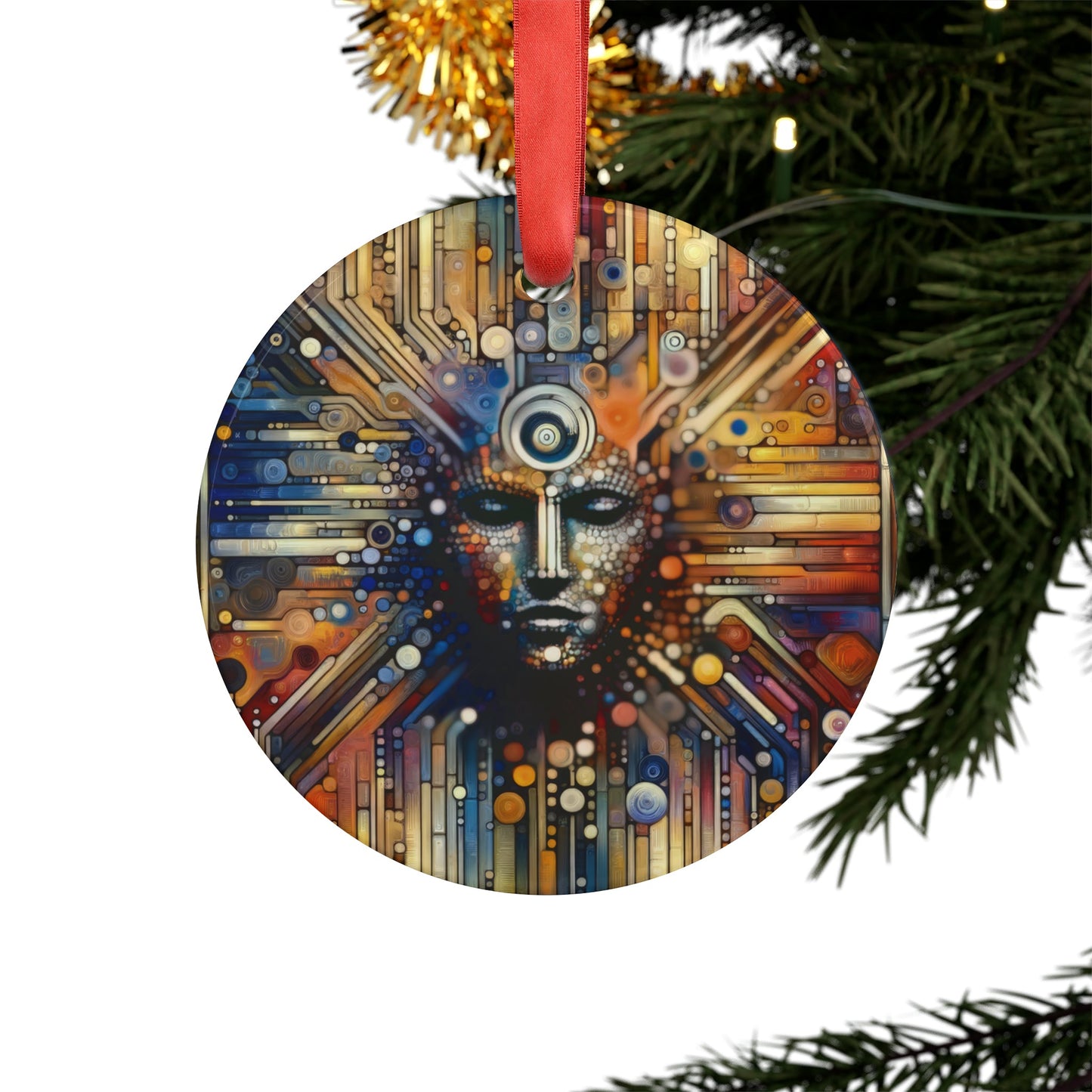Digital Rhythm Tapestry Acrylic Ornament with Ribbon - ATUH.ART