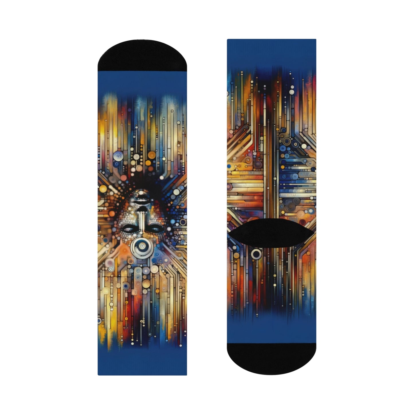 Digital Rhythm Tapestry Cushioned Crew Socks - ATUH.ART