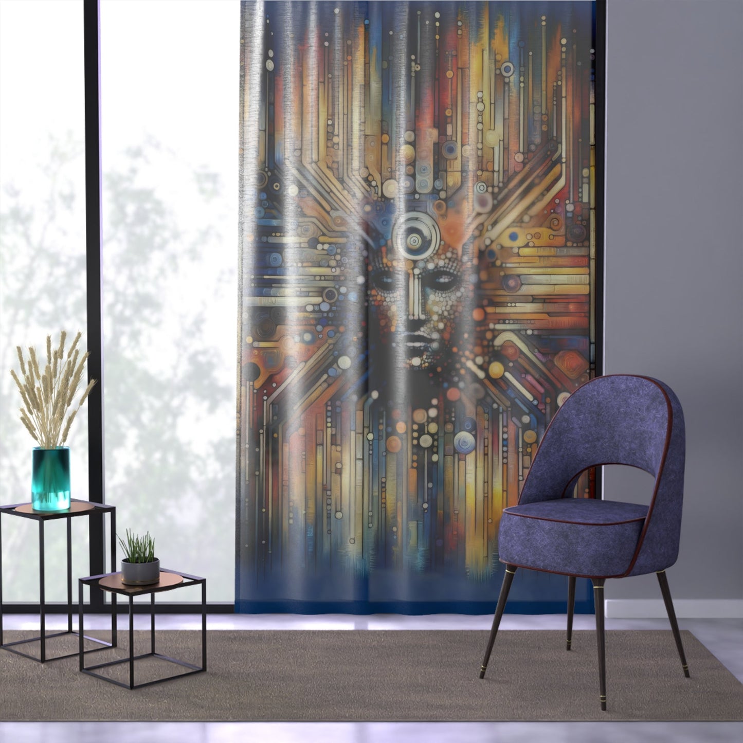 Digital Rhythm Tapestry Window Curtain - ATUH.ART