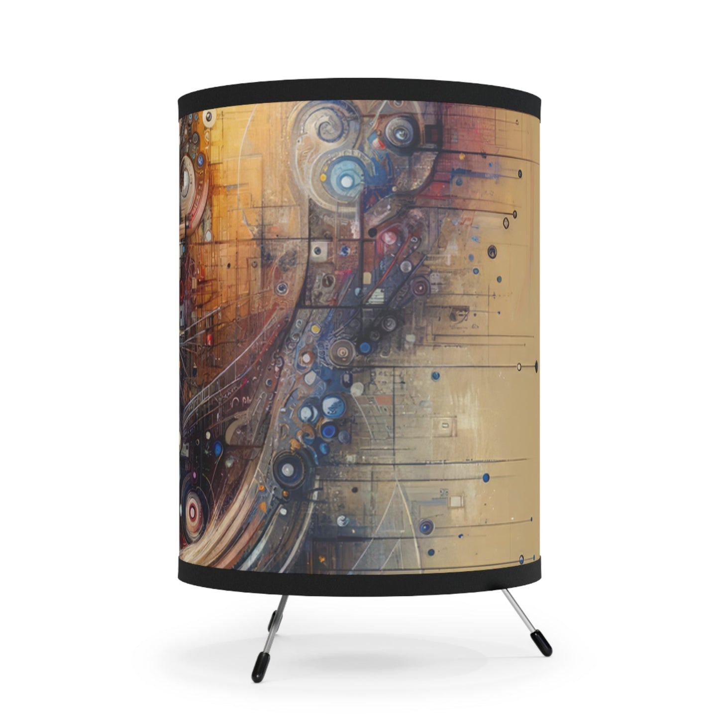 Digital Rhythmic Architecture Tripod Lamp with High-Res Printed Shade, US\CA plug - ATUH.ART