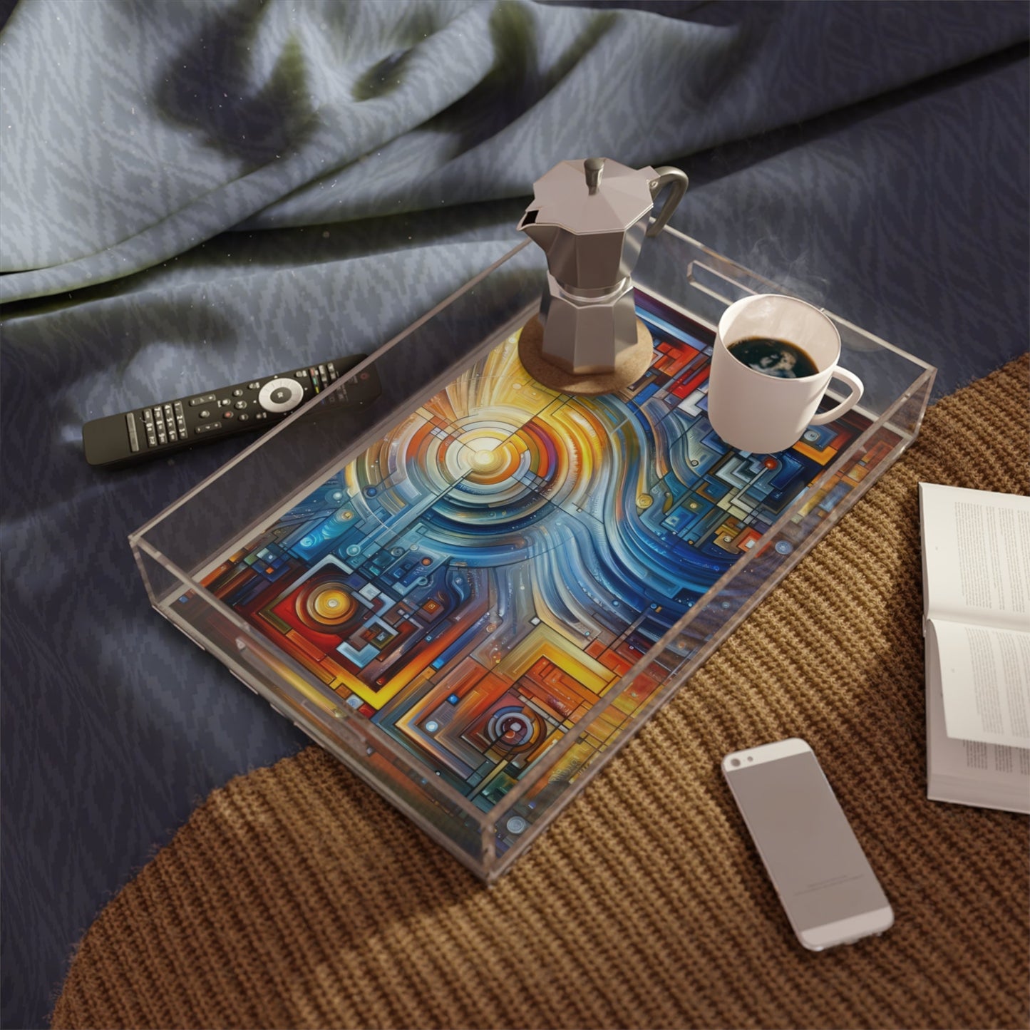 Digital Tachism Connectivity Acrylic Serving Tray - ATUH.ART