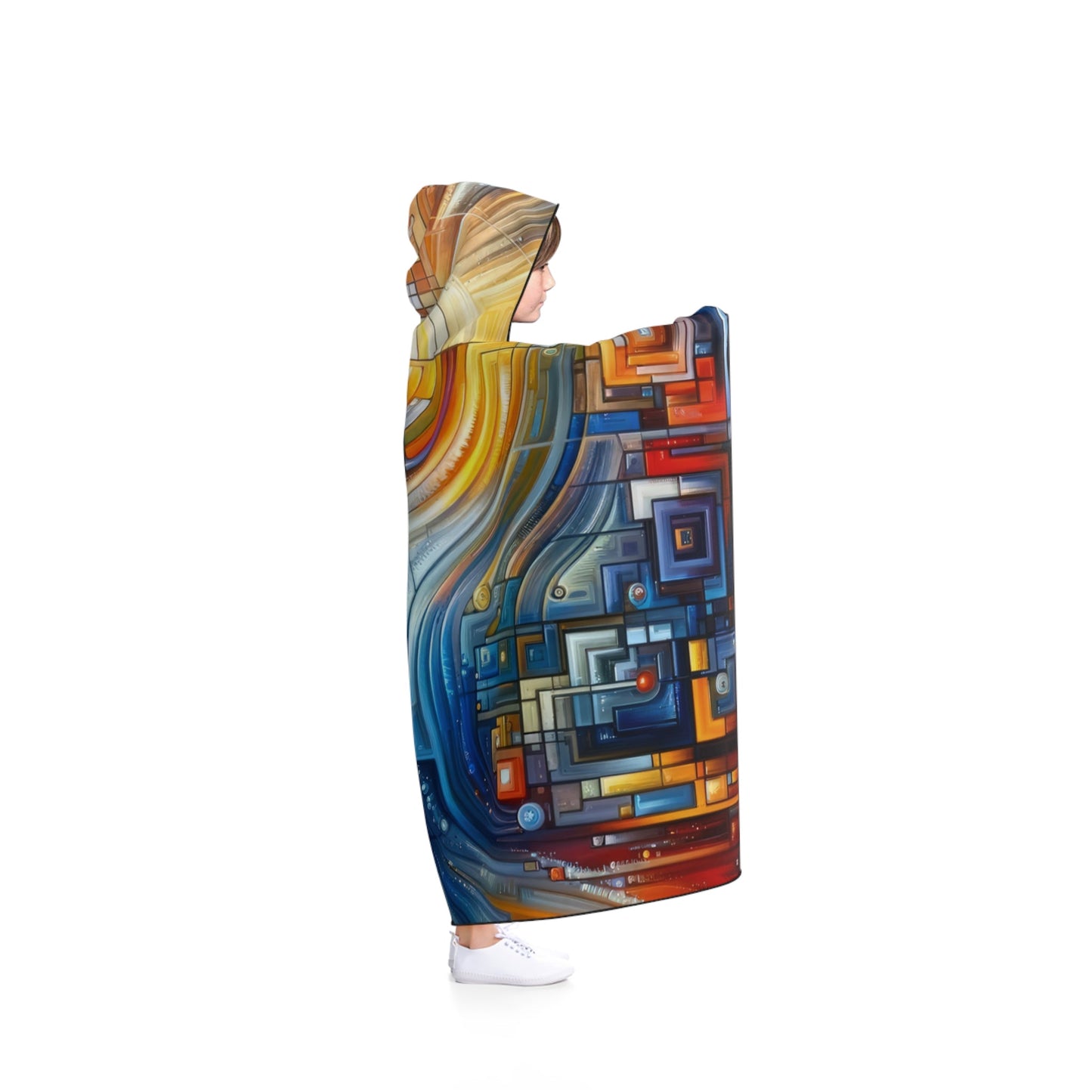 Digital Tachism Connectivity Hooded Blanket - ATUH.ART