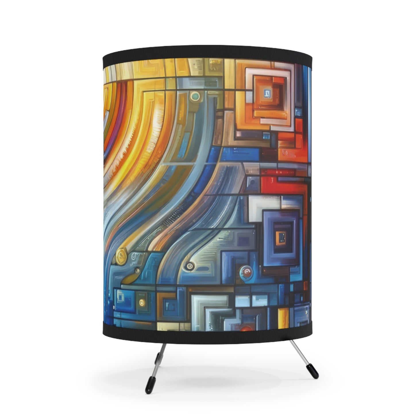 Digital Tachism Connectivity Tripod Lamp with High-Res Printed Shade, US\CA plug - ATUH.ART