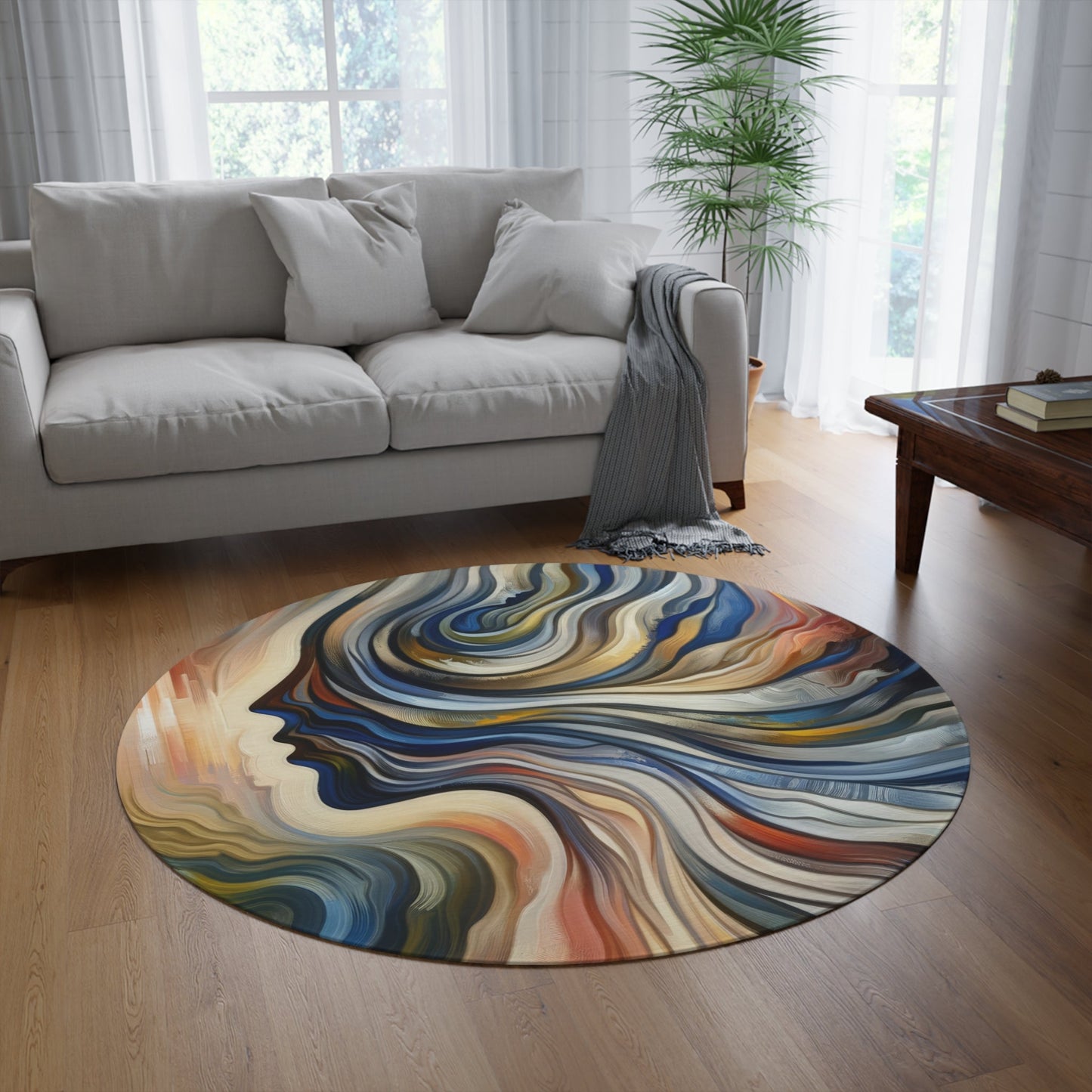 Diplomatic Emotional Currents Round Rug - ATUH.ART