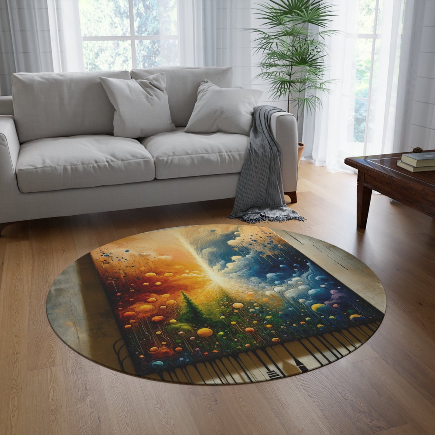 Disconnecting Harmonious Reconnection Round Rug - ATUH.ART