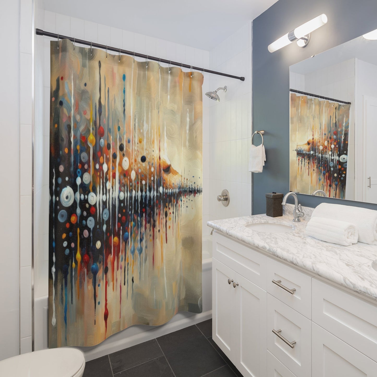 Distant Barking Echoes Shower Curtains - ATUH.ART