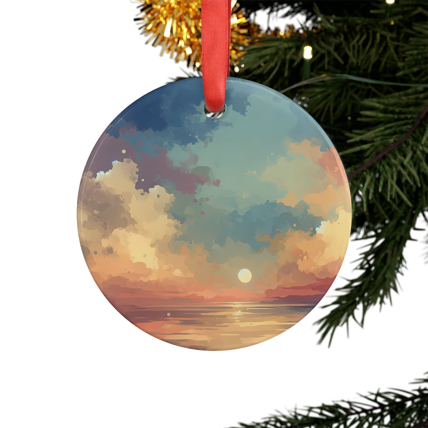 Dusky Sky Glow Acrylic Ornament with Ribbon - ATUH.ART